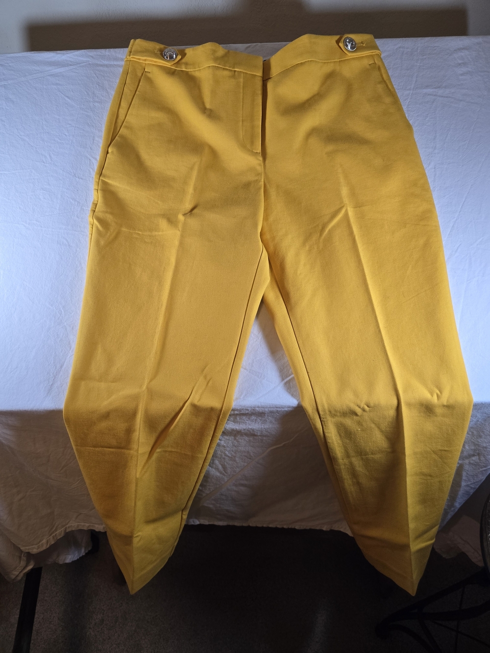 Ann Taylor Eva Ankle Pants Mustard Yellow Button Tab Size 10 NWT
